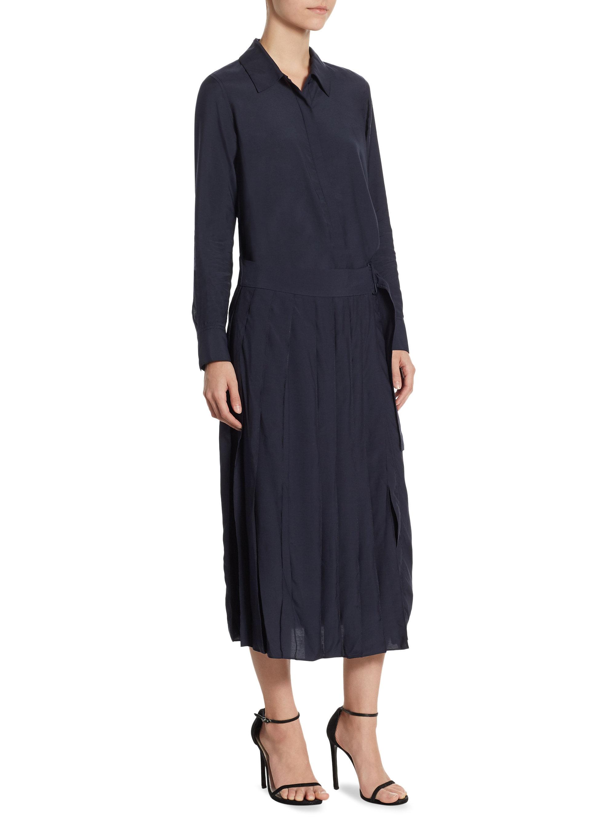 Dkny Long Sleeve Collared Shirt Dress in Blue Lyst